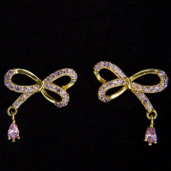 Cute Sterling Silver Bow Earrings - Picture 2 of 2